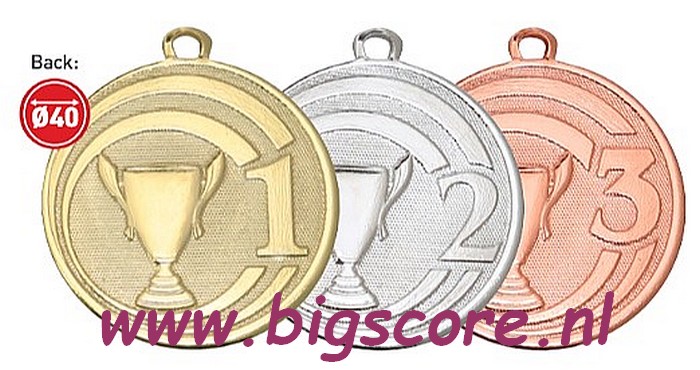 ME.088 Medaille goud-zilver-brons Ø 45 mm compleet 